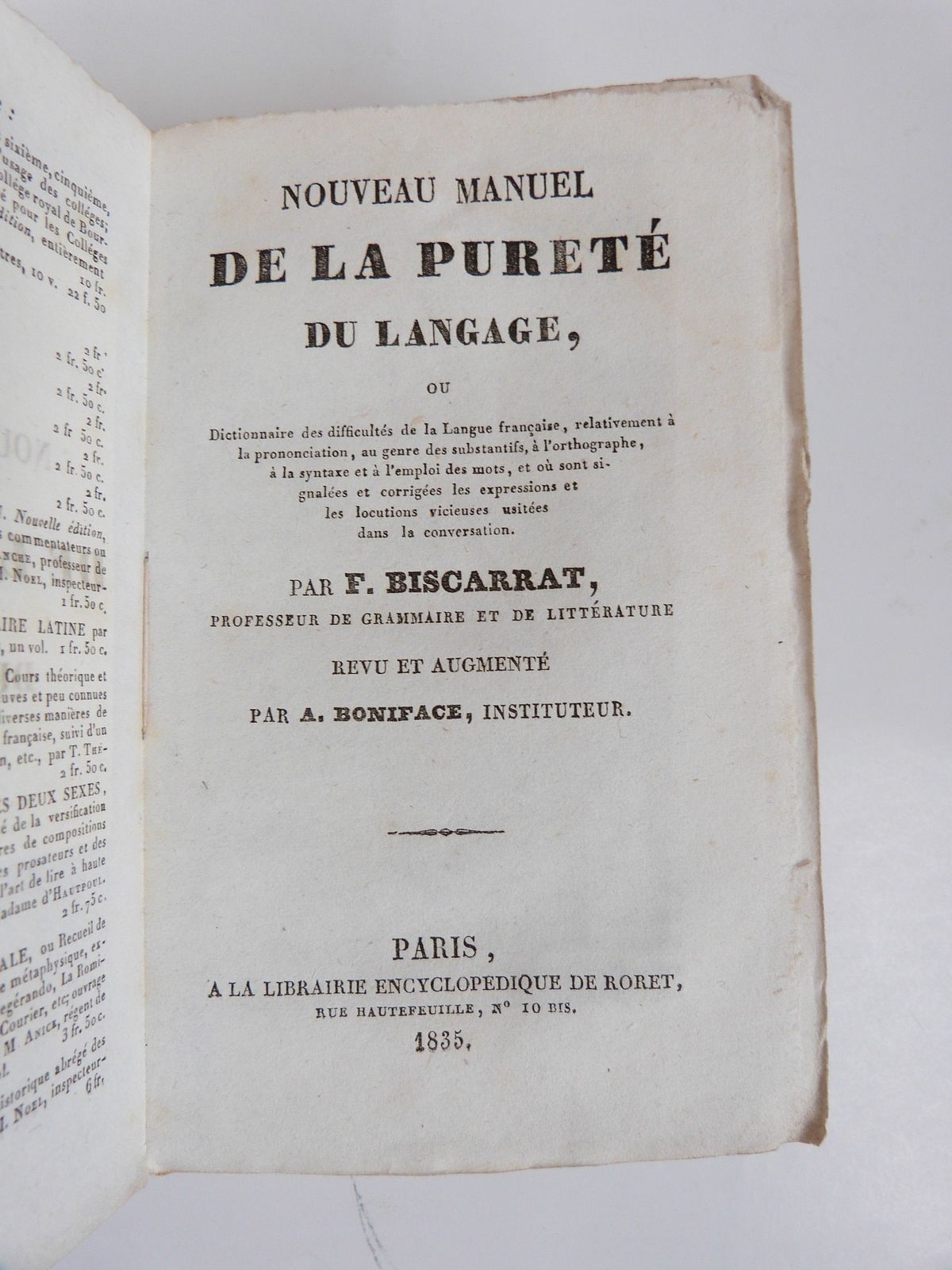 Nouveau manuel de la pureté du langage, ou dictionnaire des difficultés de la langue française.