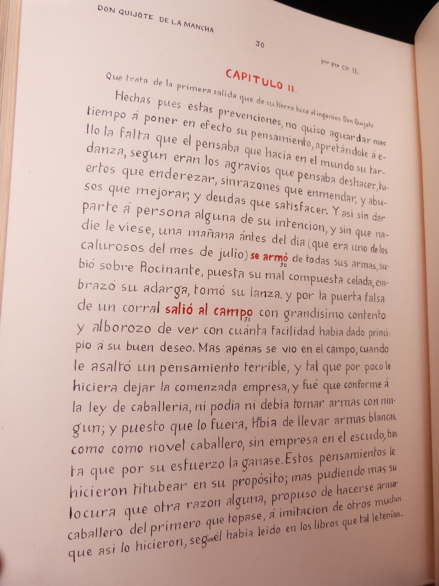 El ingenioso Don Quijote de la Mancha.