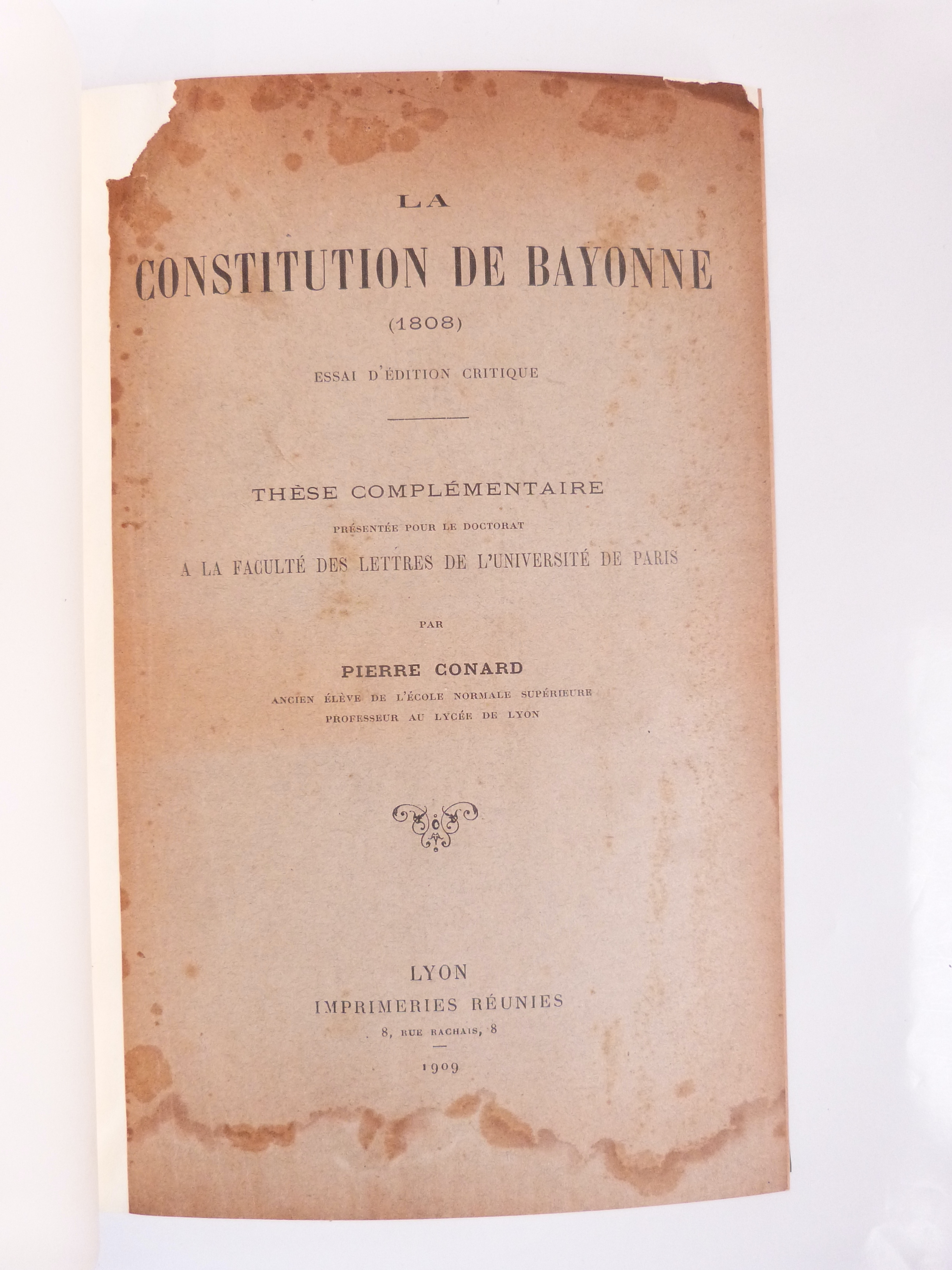 La Constitution de Bayonne, 1808. 