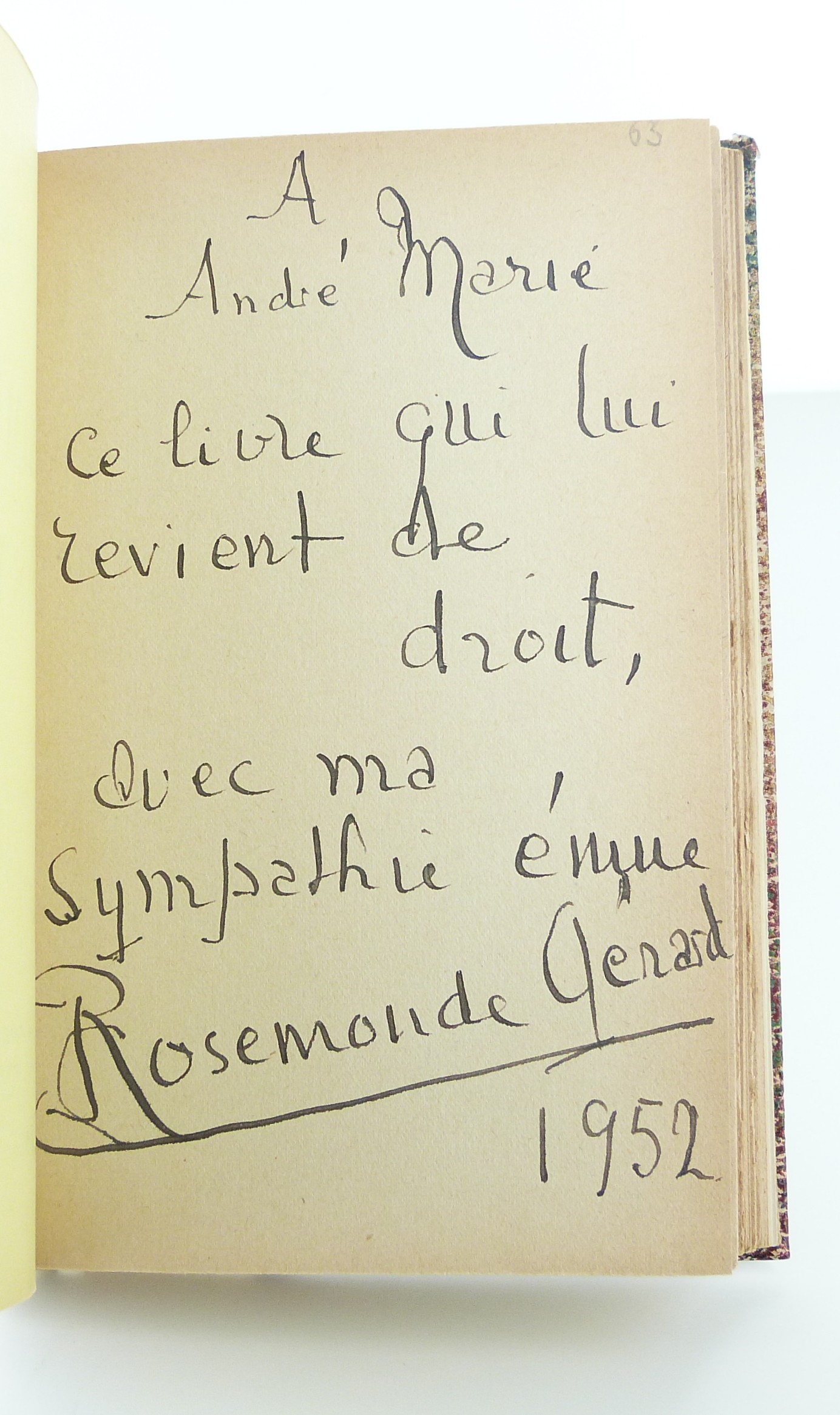 Envoi autographe de Rosemonde Gérard