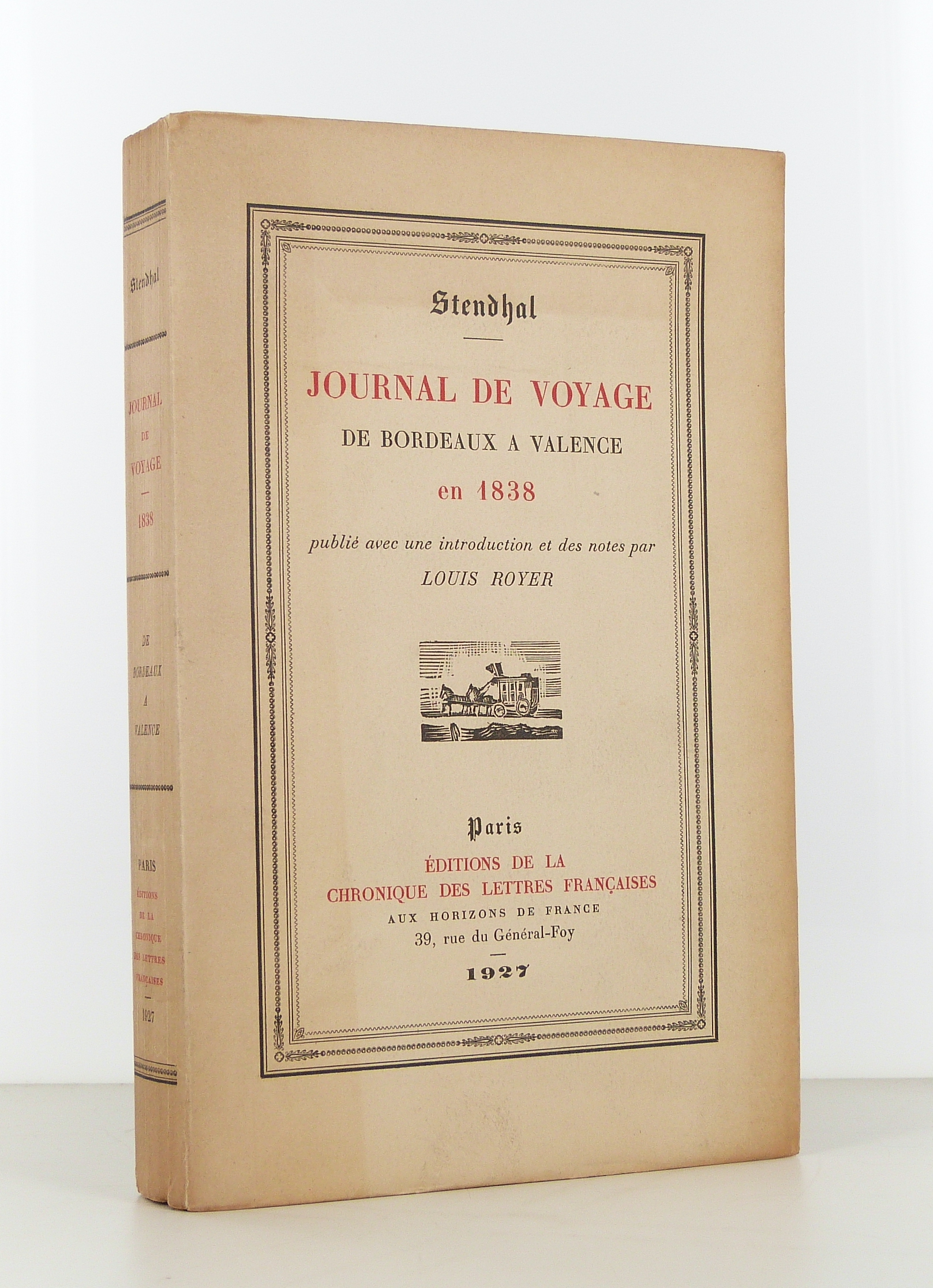 Journal de voyage de Bordeaux à Valence en 1838