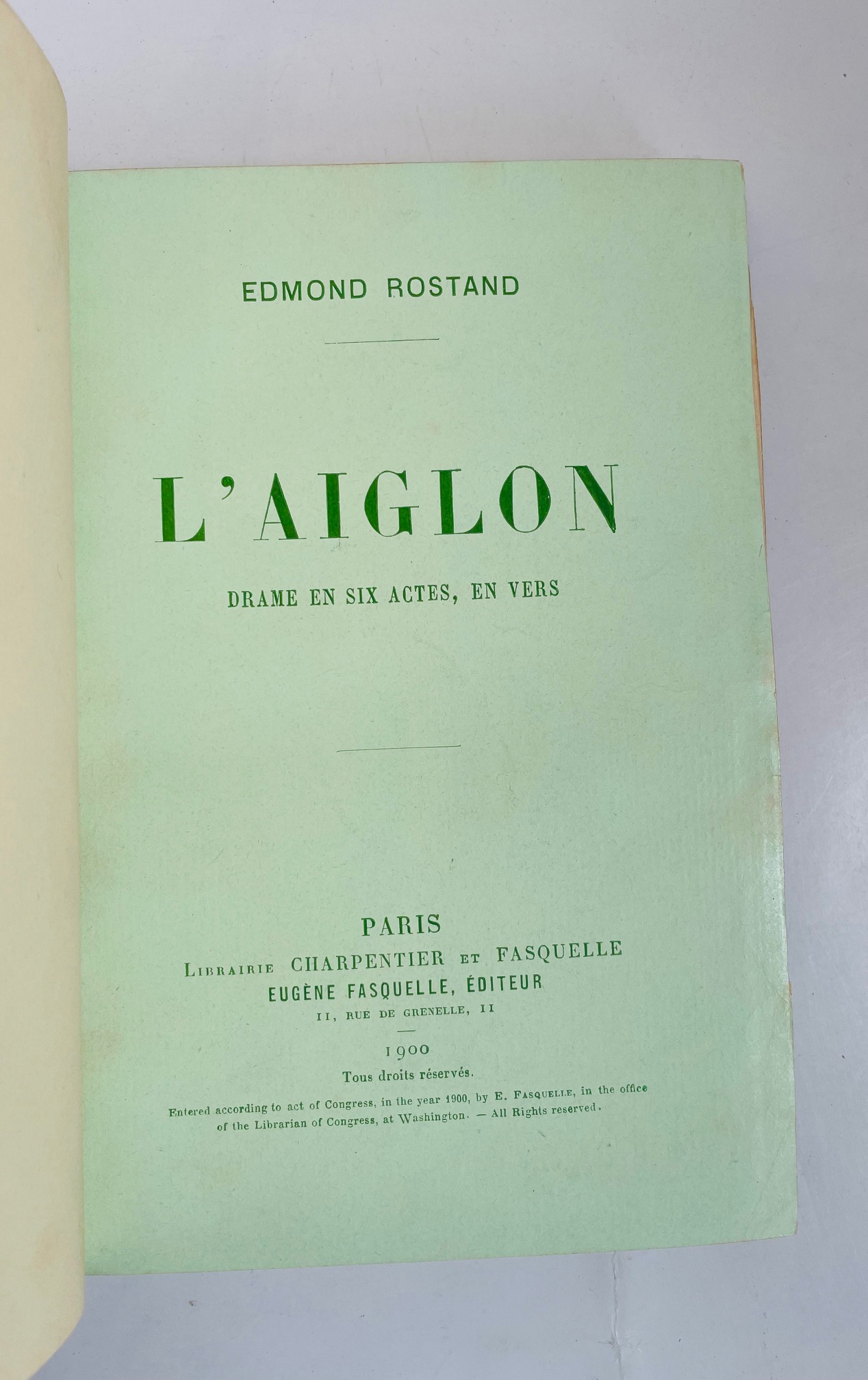 L'Aiglon. Drame en six actes, en vers