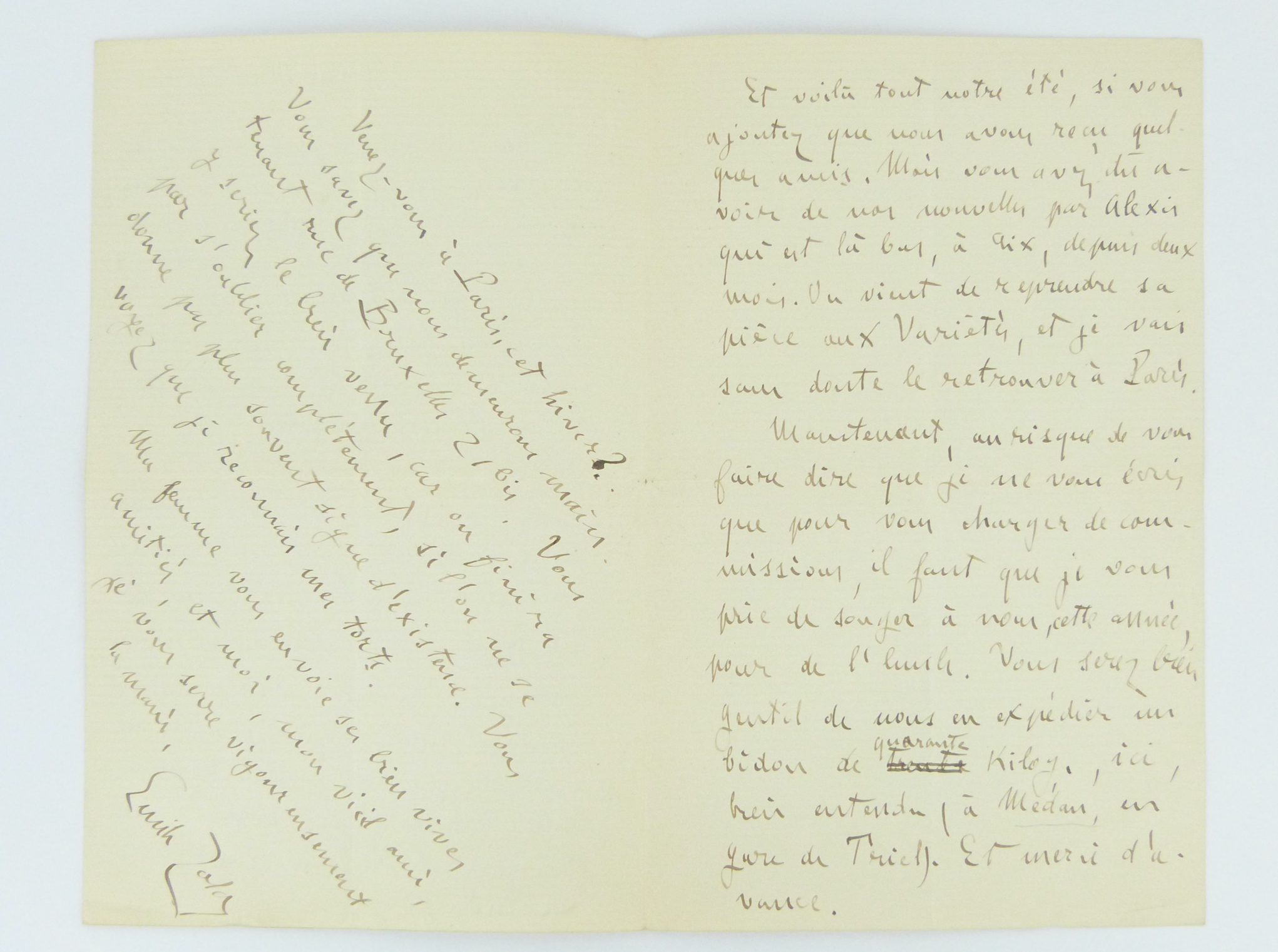Lettre autographe signée Zola au sujet de L'Argent