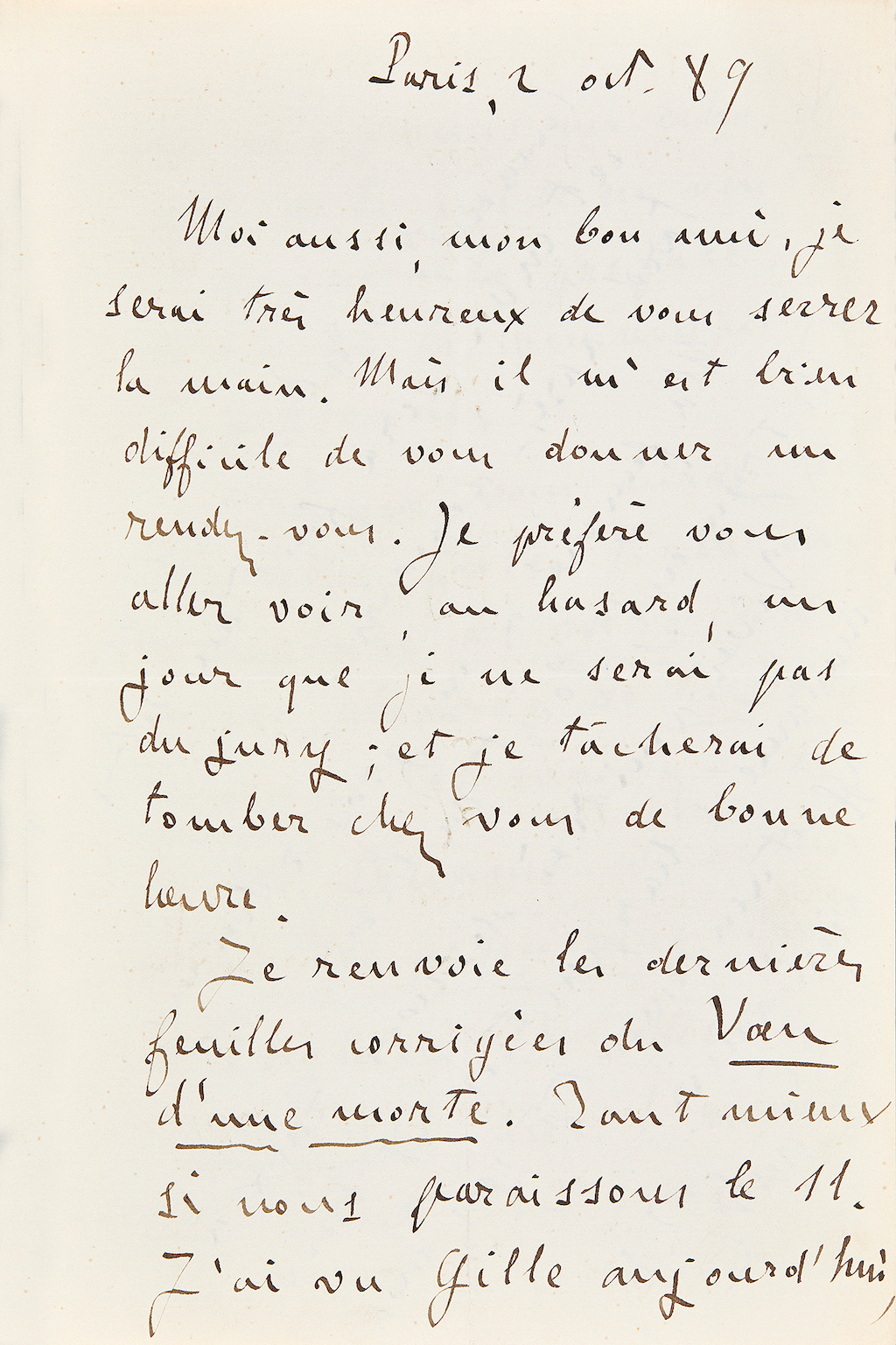 Lettre autographe signée au sujet de La bête humaine