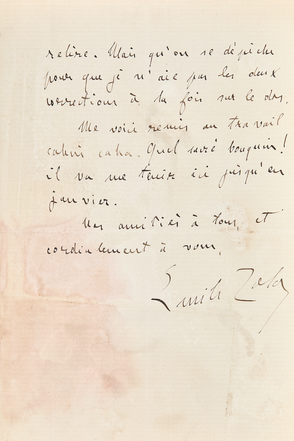 Lettre autographe signée Zola au sujet de Germinal